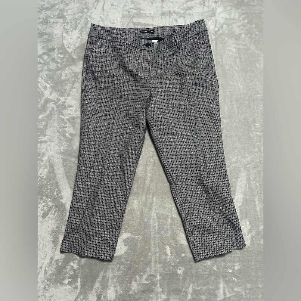 Hilary Radley Cropped Dress Pants Women’s 12 Black White Geometric Pockets